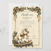 ヴィンテージの揺れる馬のクリスマス 招待状 (正面)