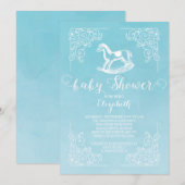 ヴィンテージの揺れる馬の男の子のベビーシャワー招待状 招待状 (正面/裏面)