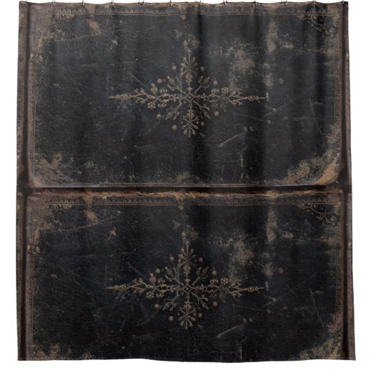 ヴィンテージの擦り切れたな革本 シャワーカーテン (正面)