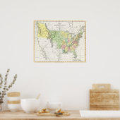 ヴィンテージの政治統一された州の地図(1833年) ポスター (キッチン)