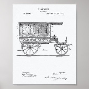 ヴィンテージの救急車1889のパテントの芸術の白書 ポスター