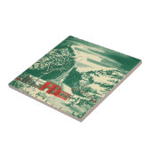 ヴィンテージの教会と雪の冬景色 タイル (側面)