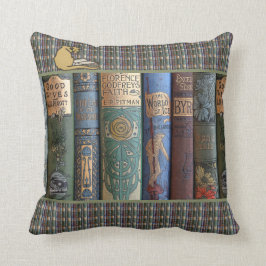 ヴィンテージの文学的な蔵書家猫 クッション