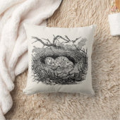 ヴィンテージの斑入りの卵の鳥の巣のパーソナライズな鳥 クッション (ブランケット)