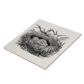 ヴィンテージの斑入りの卵の鳥の巣のパーソナライズな鳥 タイル (側面)