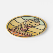 ヴィンテージの斧つきハロウィンカボチャ及びスカル ペーパープレート (アングル)