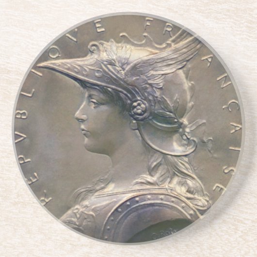 ヴィンテージの新しいのフランス人の円形浮彫り コースター (正面)