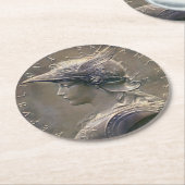 ヴィンテージの新しいのフランス人の円形浮彫り ラウンドペーパーコースター (アングル)