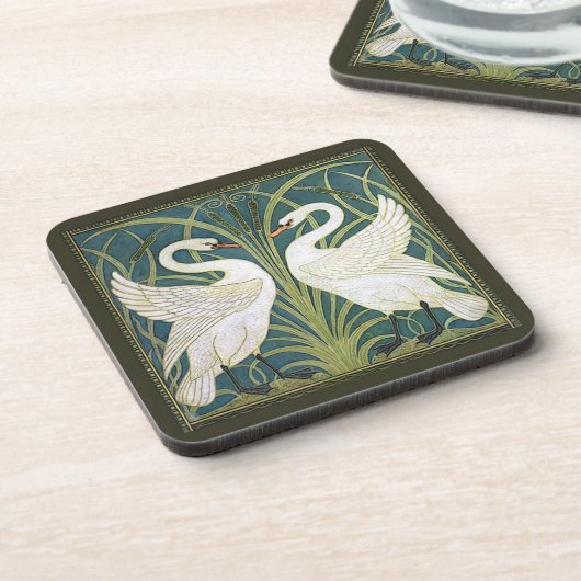 ヴィンテージの新しいの白鳥の正方形のコルクのコースター コースター (左側)