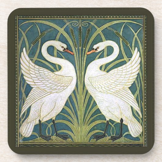 ヴィンテージの新しいの白鳥の正方形のコルクのコースター コースター (正面)