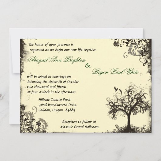 ヴィンテージの新しいライフ招待状イン白 招待状 (正面)