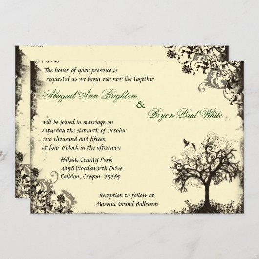 ヴィンテージの新しいライフ招待状イン白 招待状 (正面/裏面)