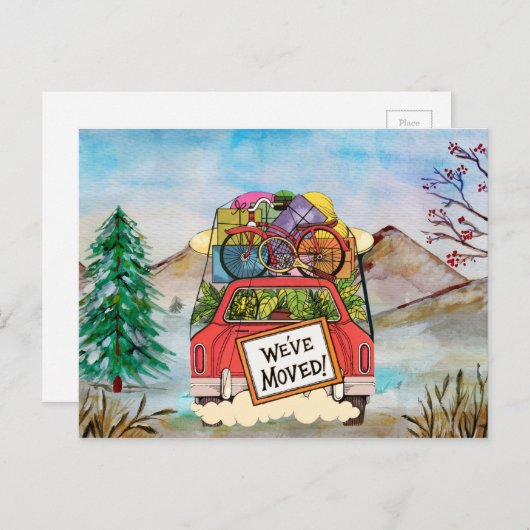 ヴィンテージの新しい住所はがき 案内ポストカード (正面/裏面)