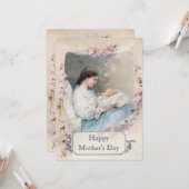 ヴィンテージの新しい母親と子供のカスタムテキスト付き カード (正面/裏面インサイチュ)