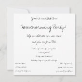 ヴィンテージの新婚夫婦のキス, 新築祝いパーティー 招待状 (裏面)