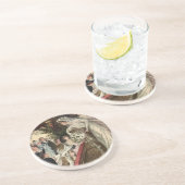 ヴィンテージの新婚夫婦、ビクトリア朝の花嫁がブーケを投げる、 コースター (側面)