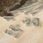 ヴィンテージの新婚夫婦、ビクトリア朝の花嫁がブーケを投げる、 ジグソーパズル (側面)