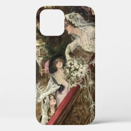 ヴィンテージの新婚夫婦、ビクトリア朝の花嫁がブーケを投げる iPhone 12ケース