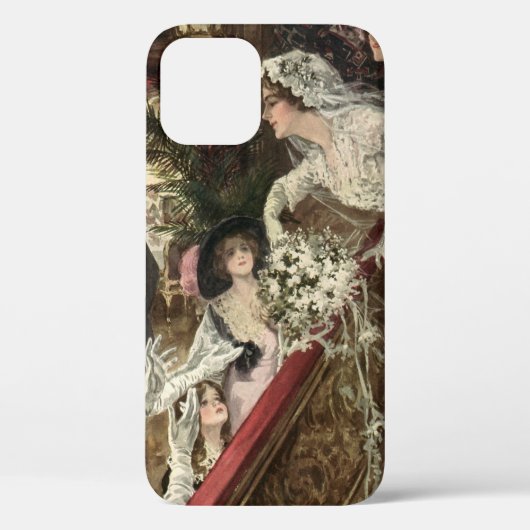 ヴィンテージの新婚夫婦、ビクトリア朝の花嫁がブーケを投げる Case-Mate iPhoneケース (裏面)