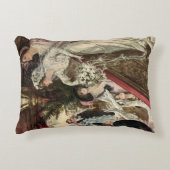 ヴィンテージの新婚夫婦、ビクトリア朝の花嫁が花束を投げる、 アクセントクッション (正面)