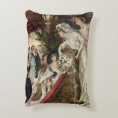 ヴィンテージの新婚夫婦、ビクトリア朝の花嫁が花束を投げる、 アクセントクッション (裏面(縦))