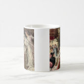 ヴィンテージの新婚夫婦、ビクトリア朝の花嫁が花束を投げる コーヒーマグカップ (中央)