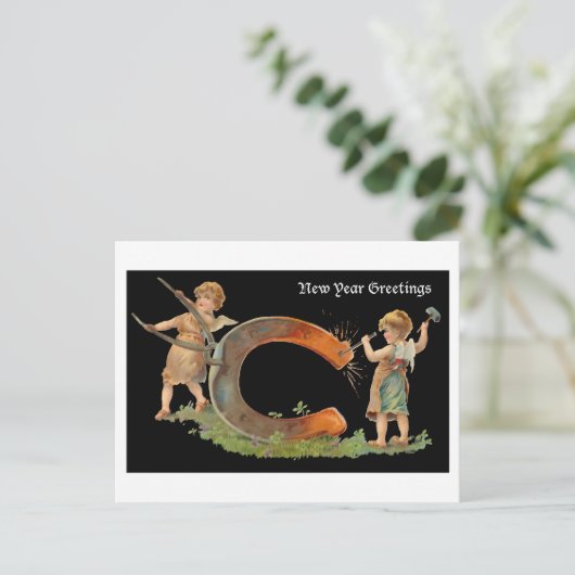 ヴィンテージの新年の挨拶 シーズンポストカード (スタンド正面)