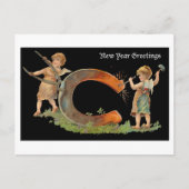 ヴィンテージの新年の挨拶 シーズンポストカード (正面)