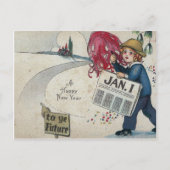 ヴィンテージの新年1月1日 シーズンポストカード (正面)