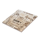 ヴィンテージの新聞用紙のタイル タイル (側面)