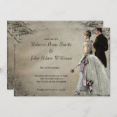 ヴィンテージの新郎新婦の結婚式は日付を救います セーブザデート (正面/裏面)