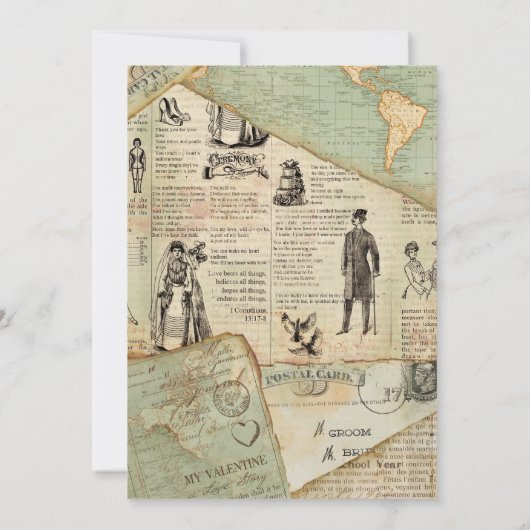 ヴィンテージの旅結婚式招待状 招待状 (裏面)