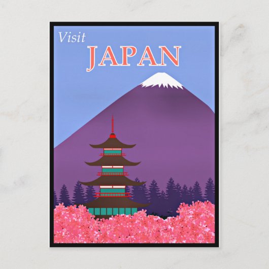 ヴィンテージの旅行ポスター、 日本を訪ねて ポストカード (正面)