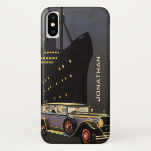 ヴィンテージの旅、クルーズ船とアンティークカー iPhone X ケース
