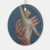 ヴィンテージの旗を持つ愛国心が強い第2次世界大戦の軍隊のナース セラミックオーナメント (左)