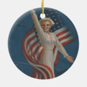 ヴィンテージの旗を持つ愛国心が強い第2次世界大戦の軍隊のナース セラミックオーナメント (裏面)