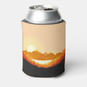 ヴィンテージの日の出、海の山。 缶クーラー (缶裏面)