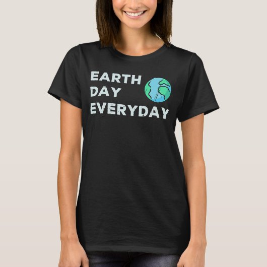 ヴィンテージの日の毎日きれいな地球の日の環境 Tシャツ (正面)