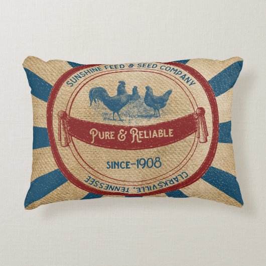 ヴィンテージの日光の供給の鶏広告 アクセントクッション (正面)
