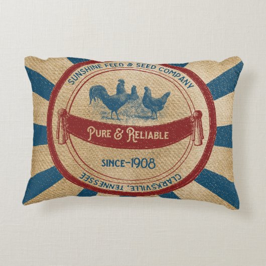 ヴィンテージの日光の供給の鶏広告 アクセントクッション (裏面)