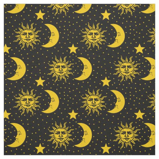 ヴィンテージの日曜日の月の星パターン ファブリック (見本)