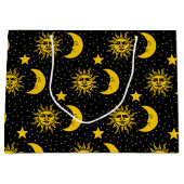 ヴィンテージの日曜日の月の星パターン ラージペーパーバッグ (正面)