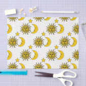 ヴィンテージの日曜日の月の星パターン 薄葉紙 (クラフト)