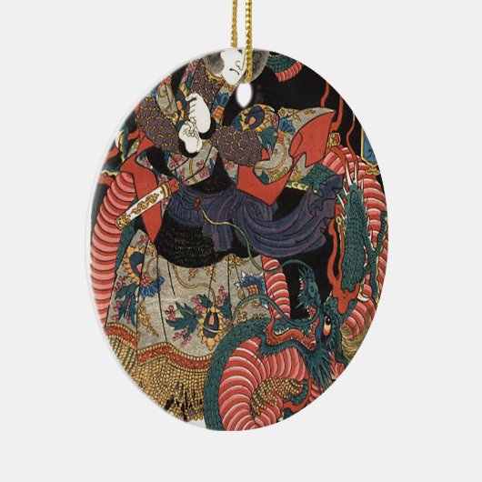 ヴィンテージの日本ので赤いドラゴン セラミックオーナメント (右)