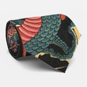 ヴィンテージの日本ので赤いドラゴン ネクタイ (ロール)