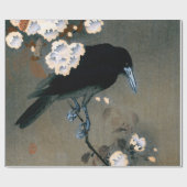 ヴィンテージの日本のなカラスおよび花のWoodblockのプリント ラッピングペーパー (フラット)