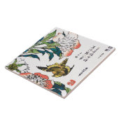 ヴィンテージの日本のなスケッチ、シャクヤクおよびすずめ タイル (側面)