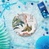 ヴィンテージの日本のなスケッチ、シャクヤクおよびすずめ ペーパープレート (パーティー)