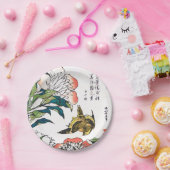 ヴィンテージの日本のなスケッチ、シャクヤクおよびすずめ ペーパープレート (パーティー)