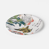 ヴィンテージの日本のなスケッチ、シャクヤクおよびすずめ ペーパープレート (アングル)